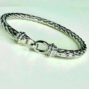 Braided Silver Hook Cable Bracelet